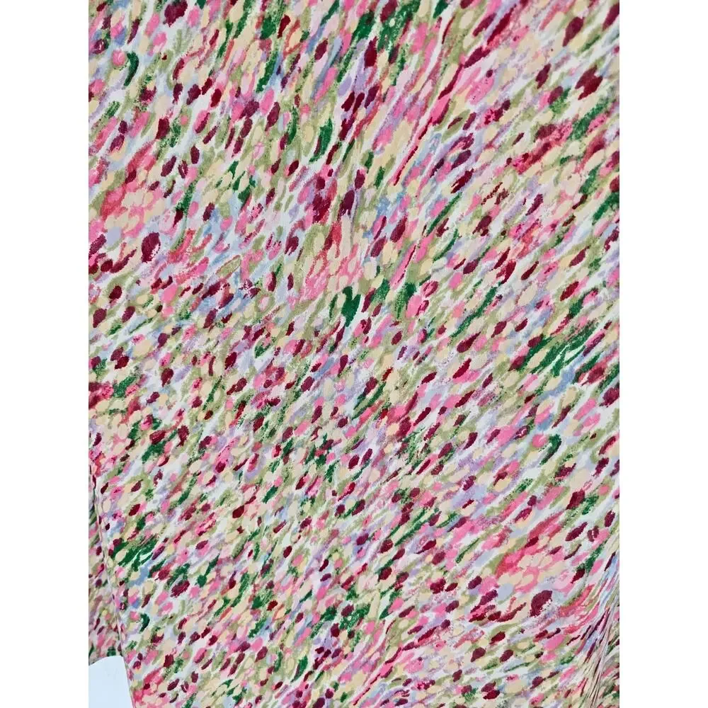 Liz Claiborne Womens Sz 14 Sleeveless Blouse Light Pink Green Abstract Print - Picture 2 of 5